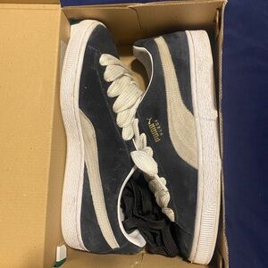Puma Black and White Suede Sneakers